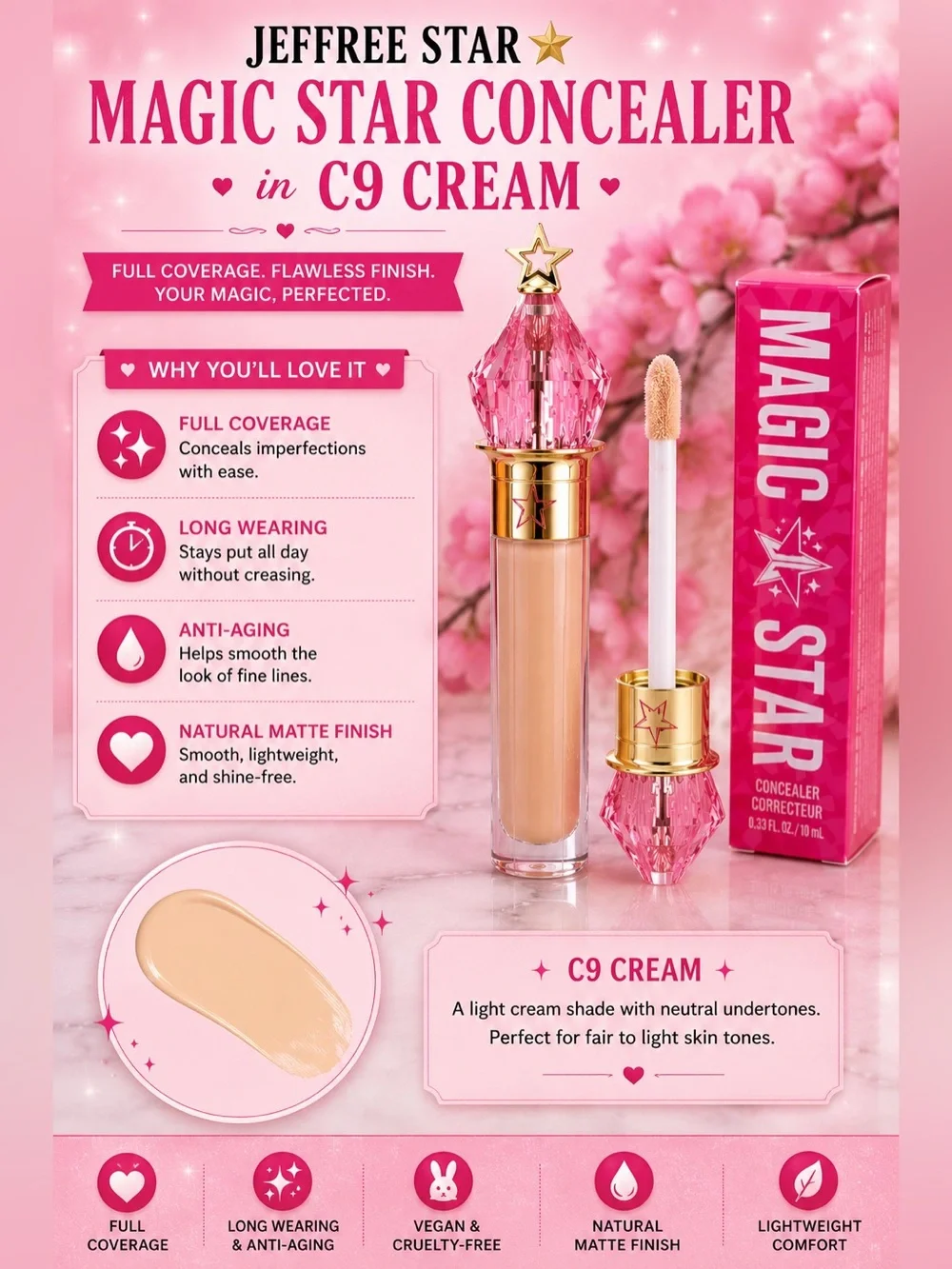 Jeffree Star Magic Star Concealer in C9 Cream